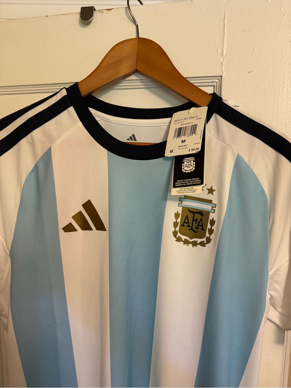 adidas Argentina Home Soccer Jersey - Light Blue & White